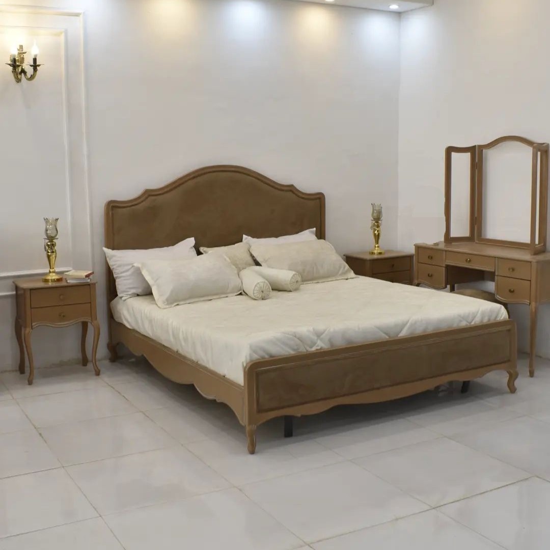 سرویس خواب دو نفره مدل کویین با آینه کنسول و پاتختی