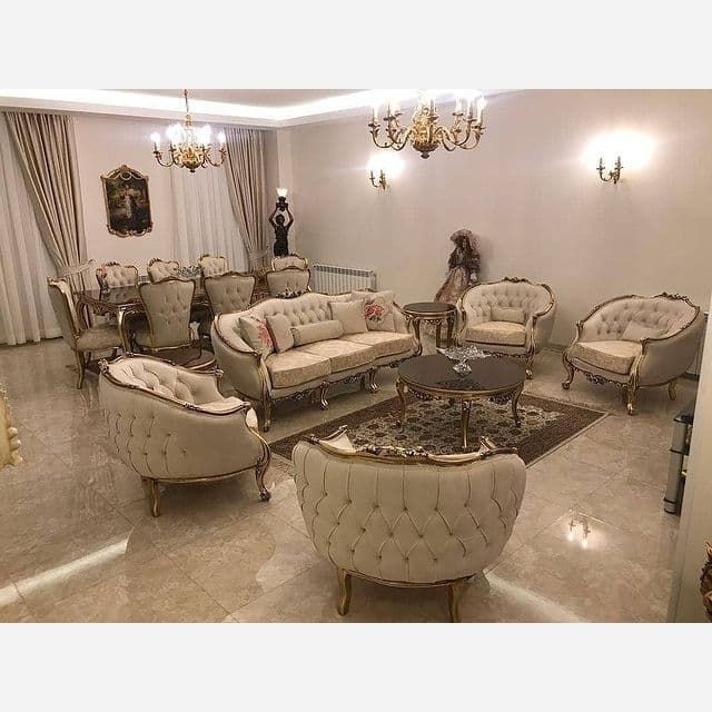 مبل کلاسیک ۷نفره مدل زمرد جنس چوب راش ارسال رایگان