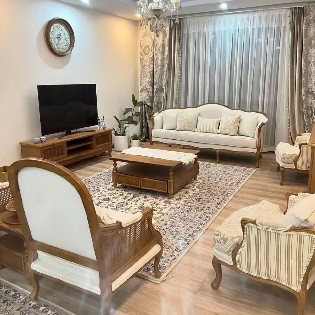 مبل فرانسوی کویین 7 نفره چوب راش ارسال رایگان