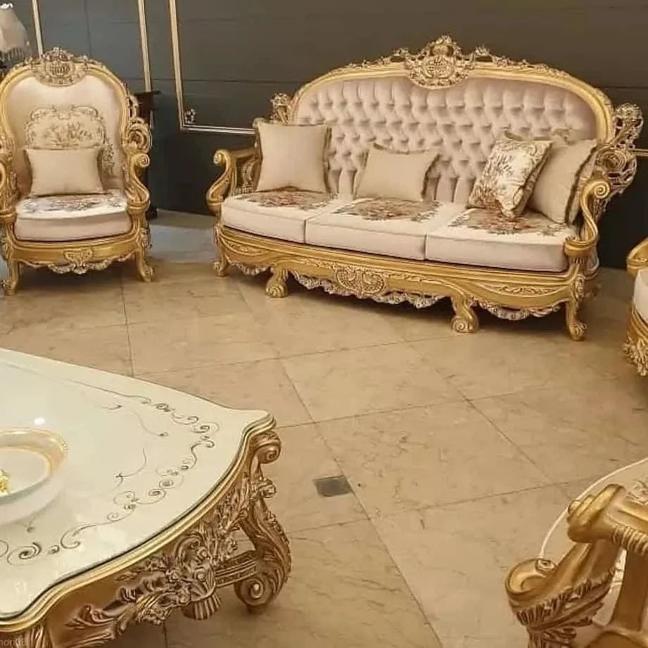 مبل سلطنتی نه نفره مدل مصری با جلو مبلی و میز عسلی