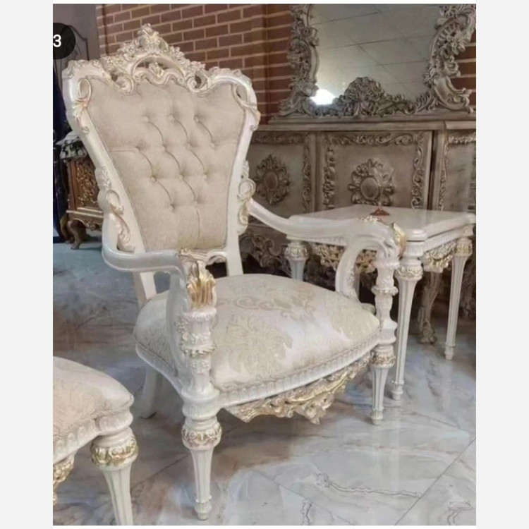 مبل کلاسیک نه نفره مدل خاطره با پارچه مخمل خارجی و جلو مبلی