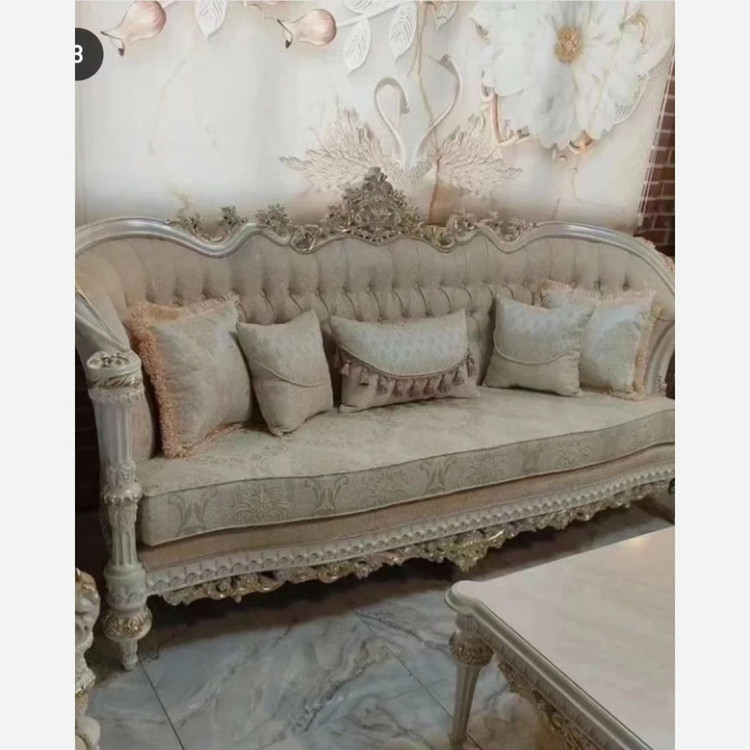 مبل کلاسیک نه نفره مدل خاطره با پارچه مخمل خارجی و جلو مبلی