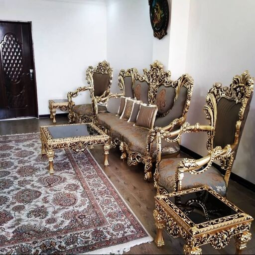مبل کلاسیک مدل خرچنگی 9نفره+جلومبلی و عسلی