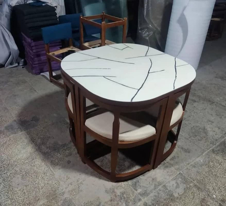 نهارخوری 4 نفره مربع کمجا لبه گرد رنگبندی سفارشی