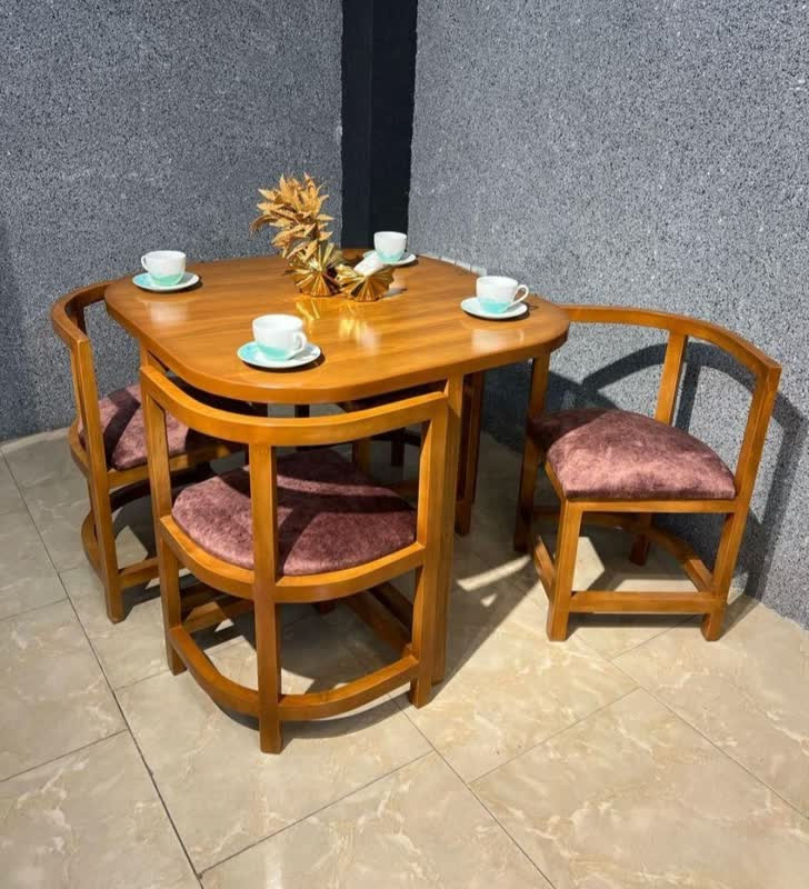نهارخوری 4 نفره مربع کمجا لبه گرد رنگبندی سفارشی