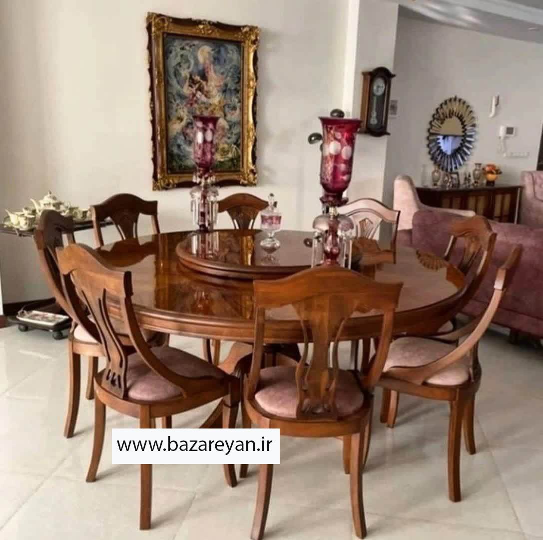 میز نهارخوری 8 نفره صفحه گردون مدل گیتاری