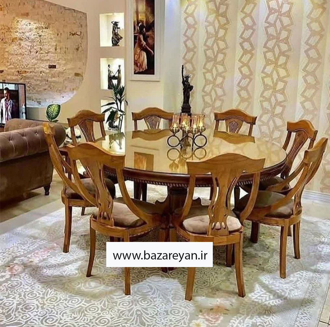 میز نهارخوری 8 نفره صفحه گردون مدل گیتاری