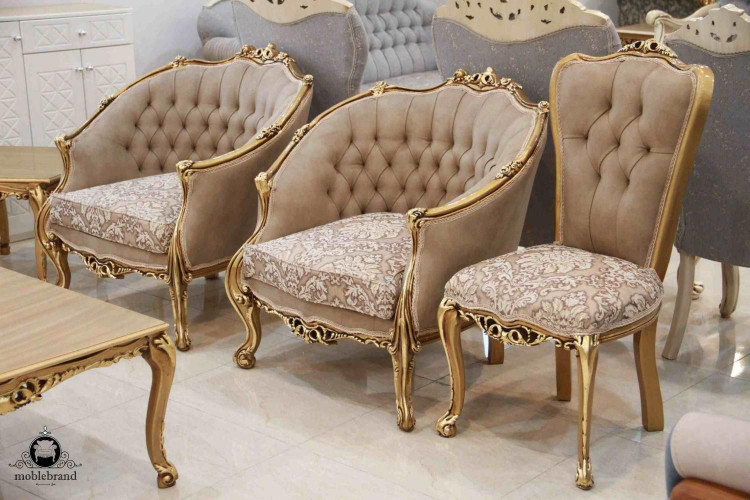 مبل کلاسیک مدل زمرد 9نفره یک رو لمسه کد21