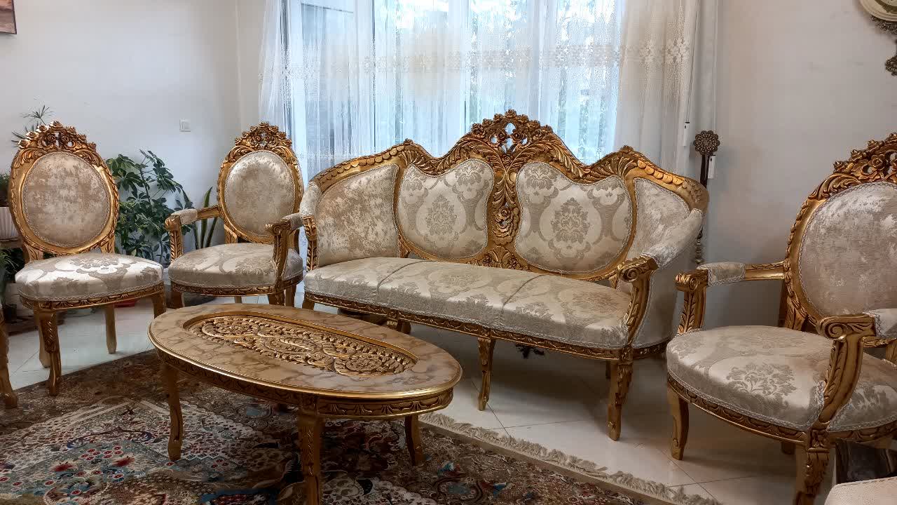 مبل کلاسیک 9 نفره مدل آذر+ جلومبلی و عسلی