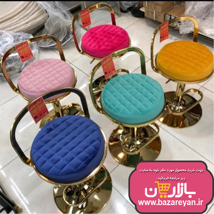 صندلی اپن جکدار پایه فلزی رنگ طلائی مدل آریین، دور حلقه ای