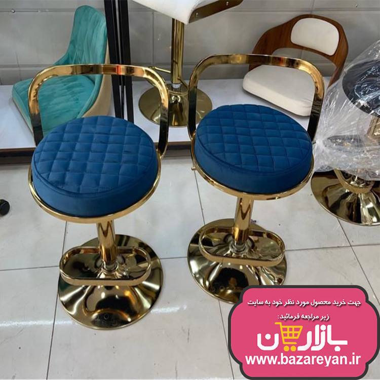 صندلی اپن جکدار پایه فلزی رنگ طلائی مدل آریین، دور حلقه ای