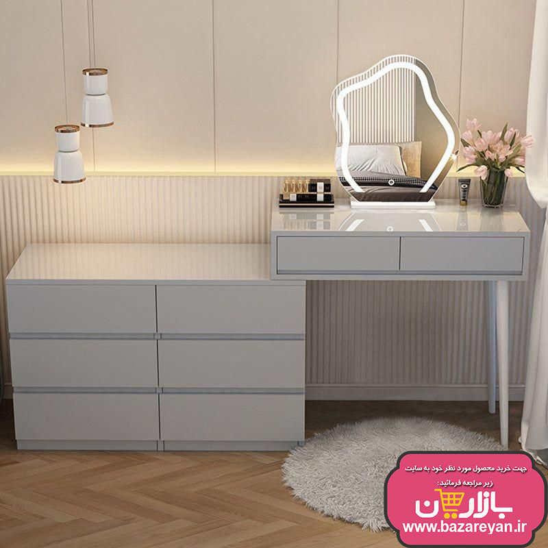 ست میز آرایش،پاف و آینه مدل کنسولی