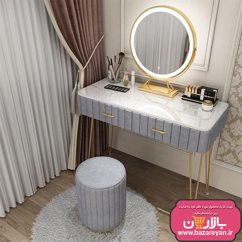 ست میز آرایش تک کشو ، پاف و آینه کد 91