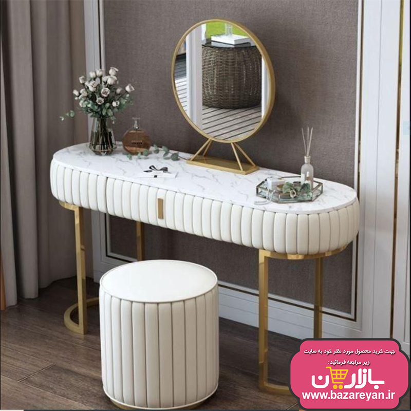 ست میز آرایش تک کشو ، پاف و آینه کد 91