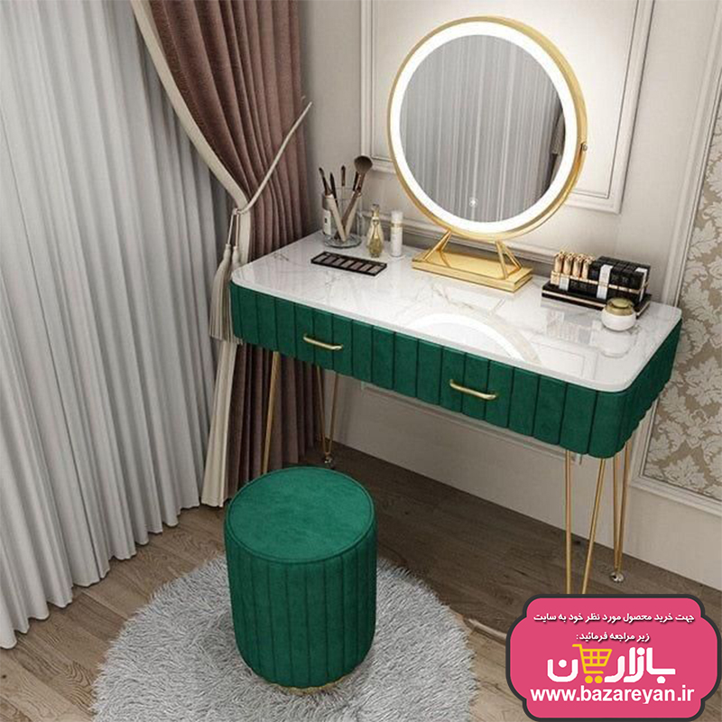 ست میز آرایش تک کشو ، پاف و آینه کد 91