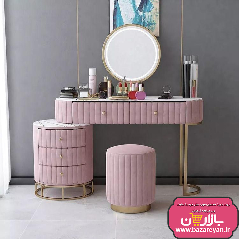 ست میز آرایش،صندلی و آینه مدل بیضی 2 تیکه