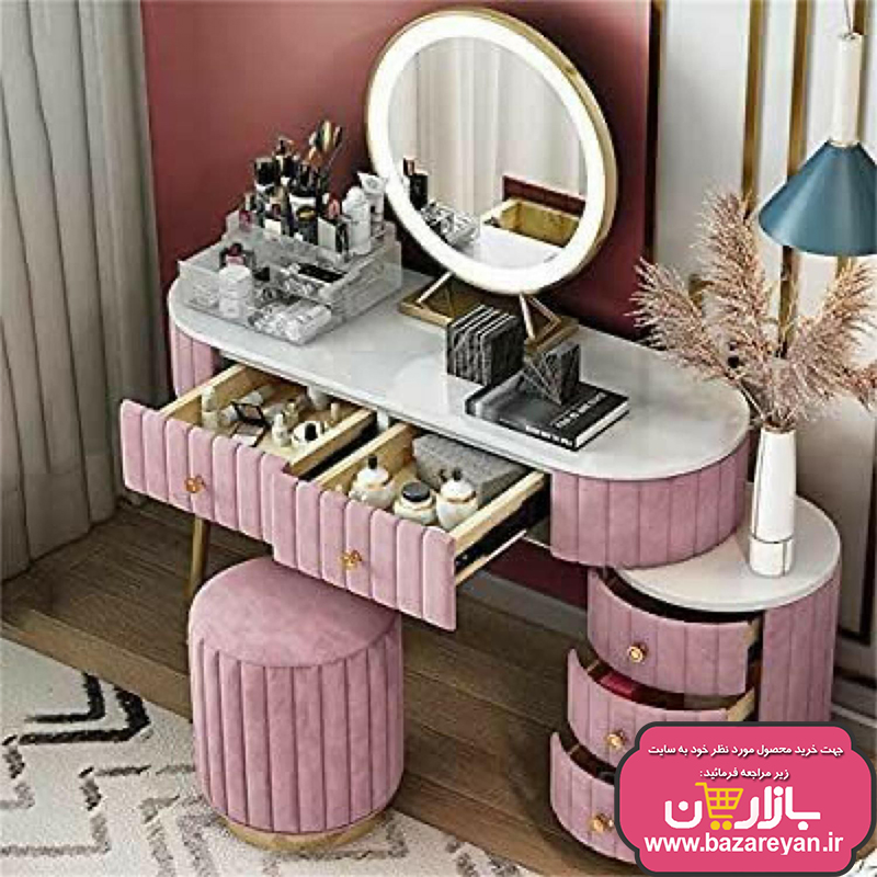 ست میز آرایش،صندلی و آینه مدل بیضی 2 تیکه