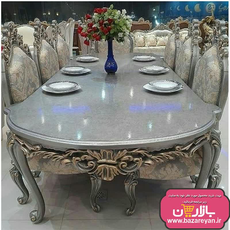 نهارخوری کلاسیک 8 نفره مدل چراغان با میز بیضی