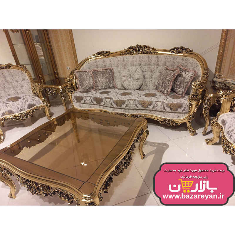مبل کلاسیک سلطنتی 7 نفره مدل ایتالیایی سوپرراش کد 12، ارسال55 روزکاری به سراسر کشور