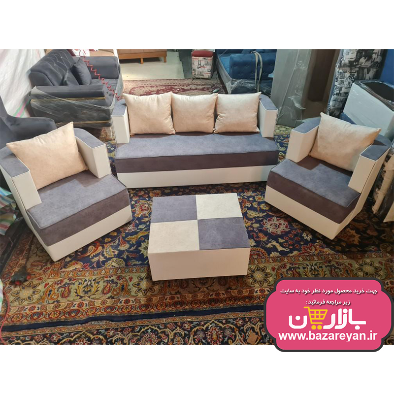 مبل ال 7 نفره اقتصادی همراه میز وسط مدل کمجا