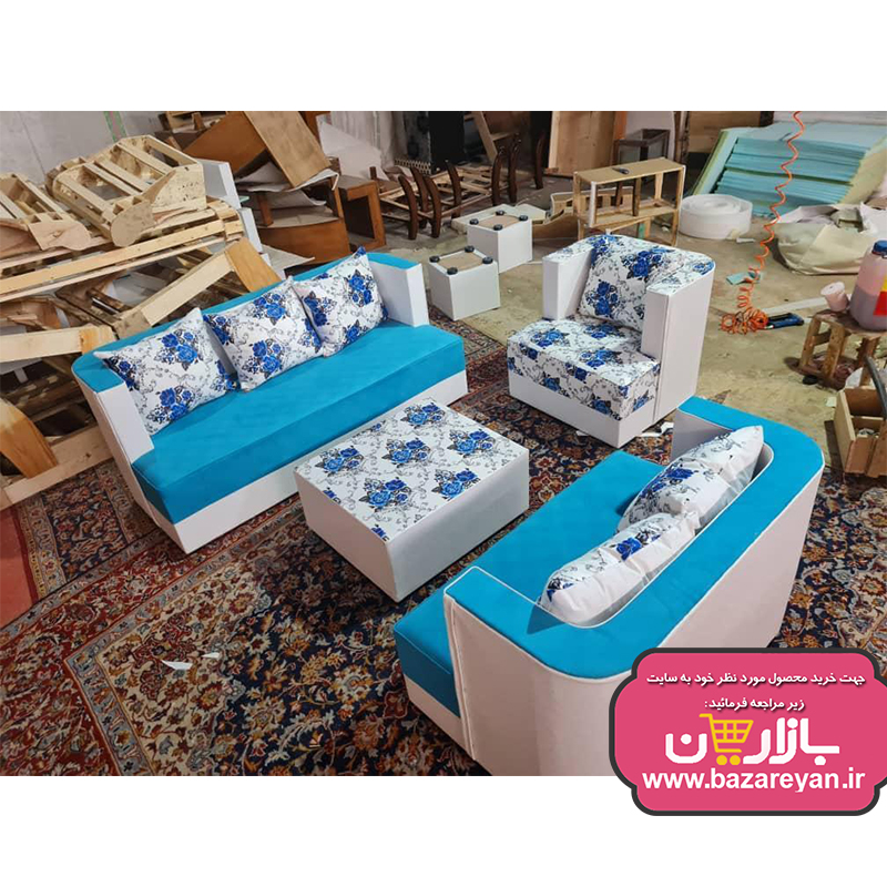 مبل ال 7 نفره اقتصادی همراه میز وسط مدل کمجا
