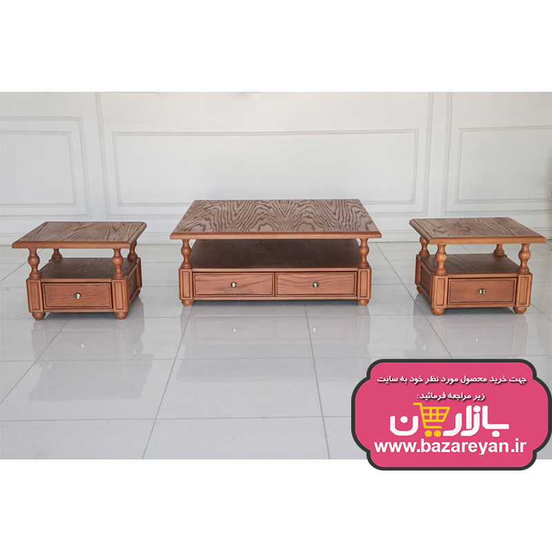 ست میز جلومبلی و عسلی روتی پایه ستونی رنگبندی سفارشی با تخفیف ویژه