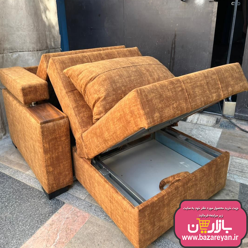 مبل تخت خواب شو تمام طبی کشو دار یک نفره سایز 100در 190