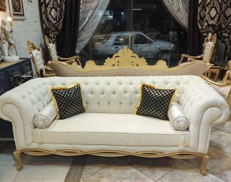 مبل کلاسیک 8نفره فرانسوی مدل طنابی با کاناپه چستر