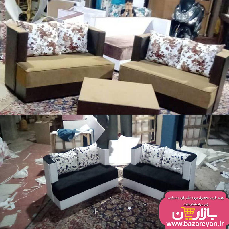 مبل ال 7 نفره اقتصادی همراه میز وسط مدل کمجا رنگبندی متنوع