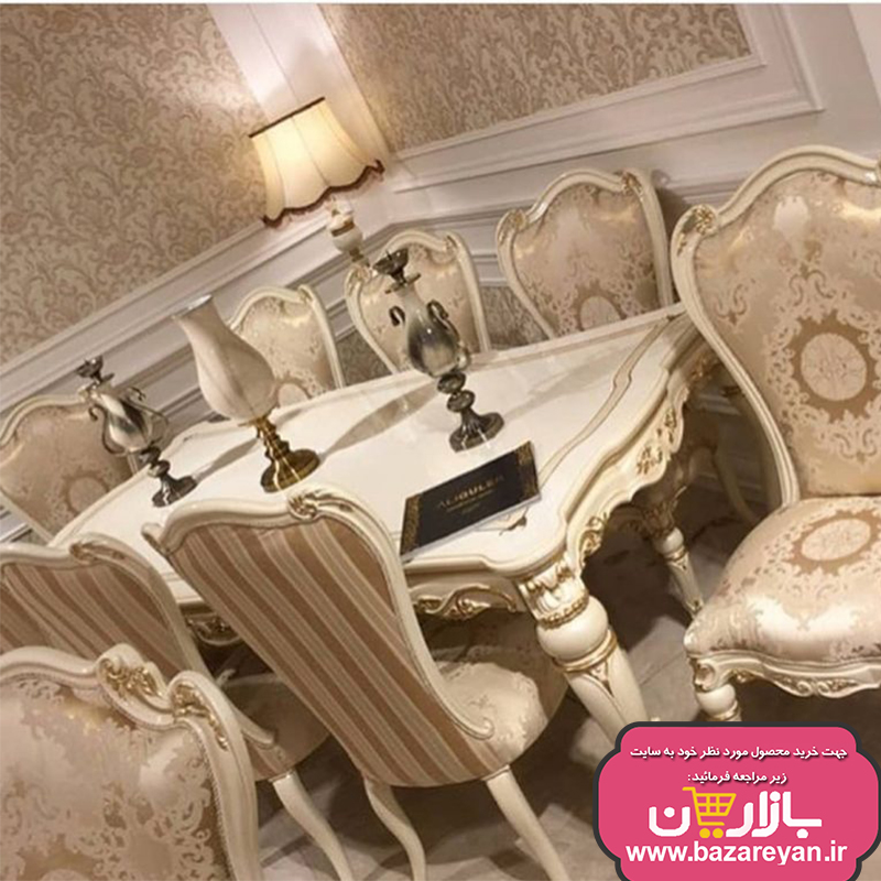 نهارخوری 6 نفره مدل نایس، رنگبندی چوب و پارچه به سلیقه مشتری