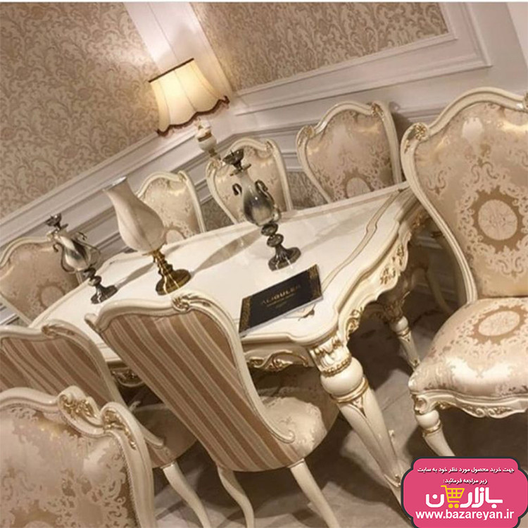 نهارخوری 8 نفره مدل نایس، رنگبندی چوب و پارچه به سلیقه مشتری