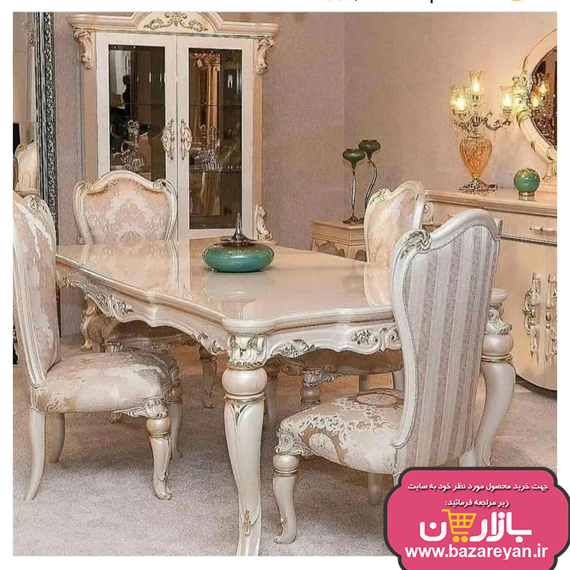 نهارخوری 8 نفره مدل نایس، رنگبندی چوب و پارچه به سلیقه مشتری