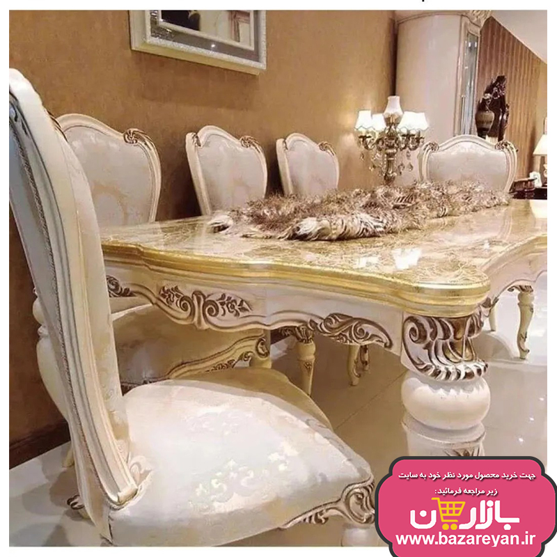 نهارخوری 8 نفره مدل نایس، رنگبندی چوب و پارچه به سلیقه مشتری