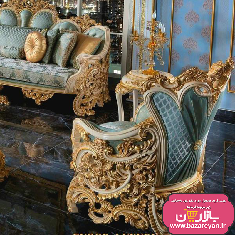 فروش اقساطی مبل سلطنتی 9 نفره کد 1155، ارسال55 روزکاری به سراسر کشور