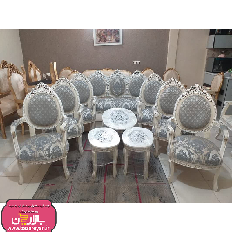 مبل کلاسیک 9 نفره + جلومبلی و عسلی کد 3656