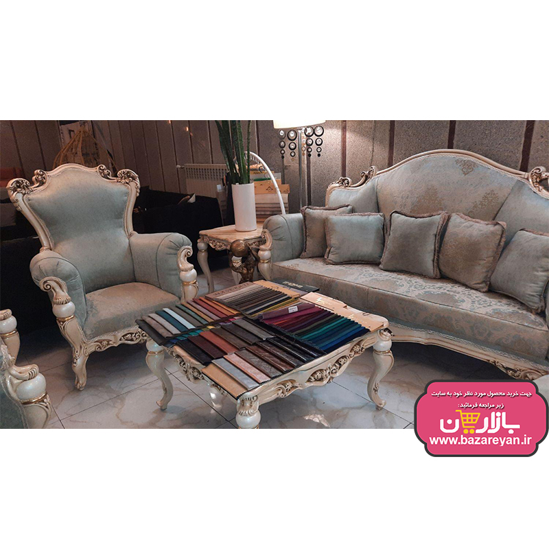 مبل کلاسیک 7 نفره مدل نایس + جلومبلی و عسلی
