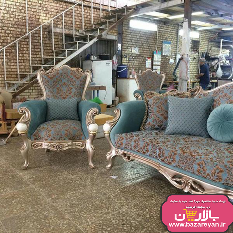 مبل کلاسیک 7 نفره مدل نایس + جلومبلی و عسلی