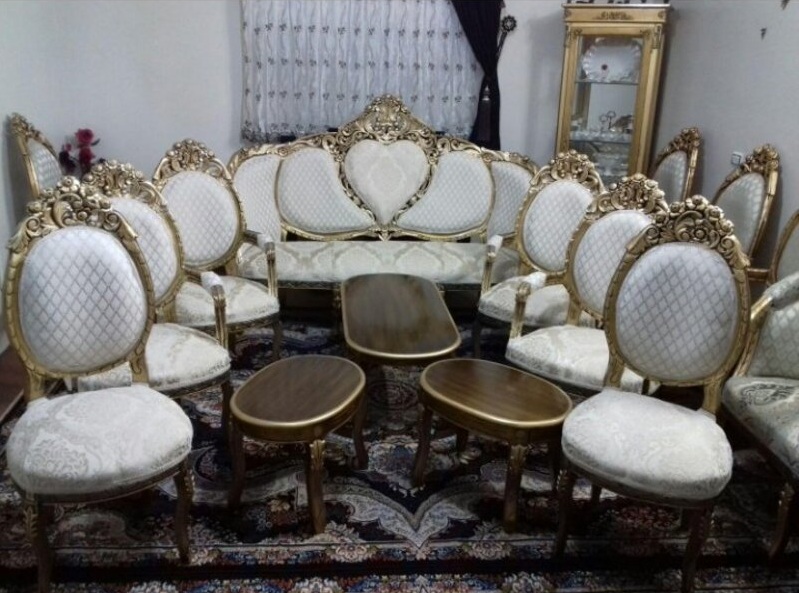 مبل کلاسیک 9 نفره مدل باران + جلومبلی و عسلی