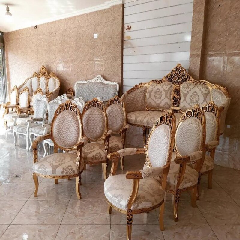 مبل کلاسیک 9 نفره مدل آذر + جلومبلی و عسلی