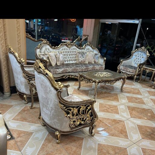 فروش اقساطی مبل کلاسیک سلطنتی 9 نفره مدل مارال ورق طلا، ارسال55 روزکاری به سراسر کشور