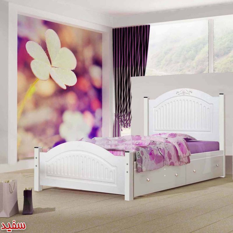 تخت خواب یک نفره کشو دار کد AY01 سایز 90x200 سانتیمتر
