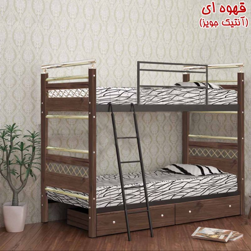 تخت 2 طبقه تمام ام دی اف اسکلت فلزی کد 27