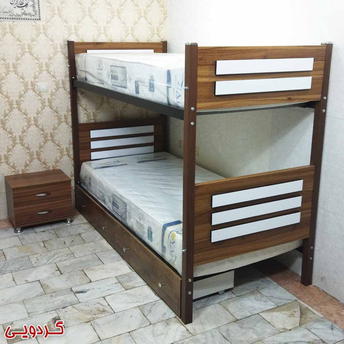 تخت 2 طبقه تمام ام دی اف اسکلت فلزی کد 27