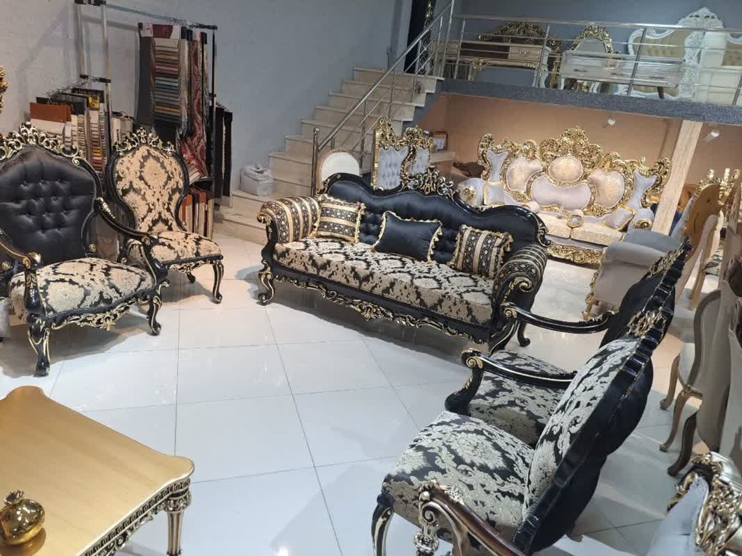 مبل سلطنتی 7نفره پشت و رو منبت مدل چراغان
