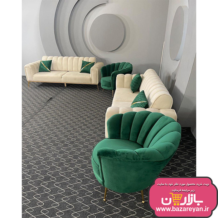 مبل راحتی8 نفره صدفی رنگبندی سفارشی